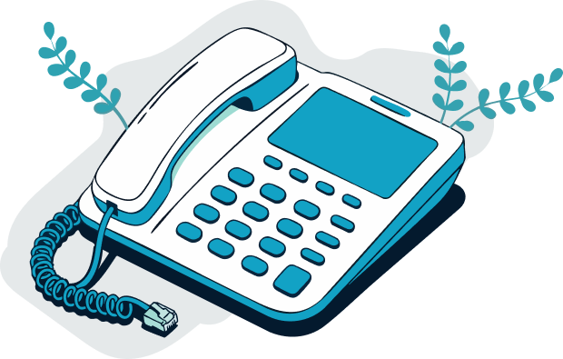 Illustration d’un téléphone fixe professionnel avec clavier et combiné dans un style moderne
